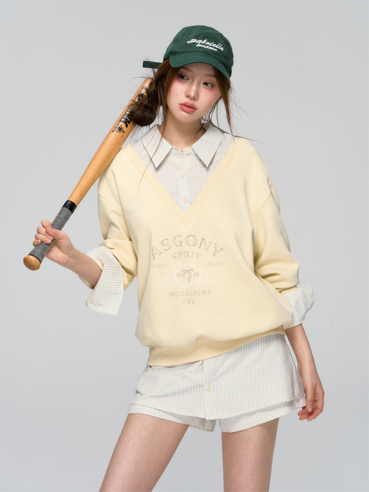 Yellow & Navy Collegiate Butterfly Sweatshirt & Skirt Set - CHINASQUAD