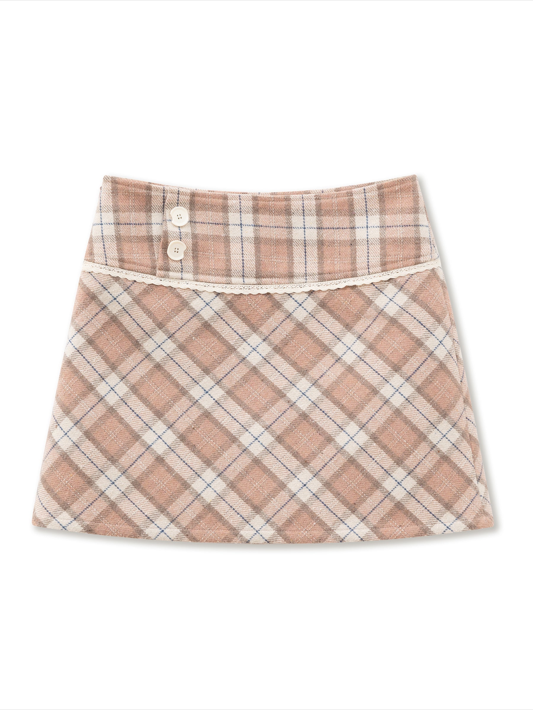 (Final Sale) Pink Plaid Wool Mini Skirt - CHINASQUAD