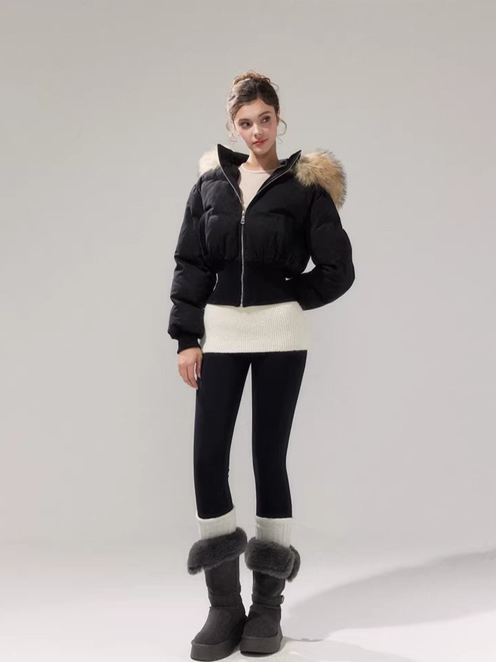 Retro Hourglass Waist Cotton Puffer Jacket