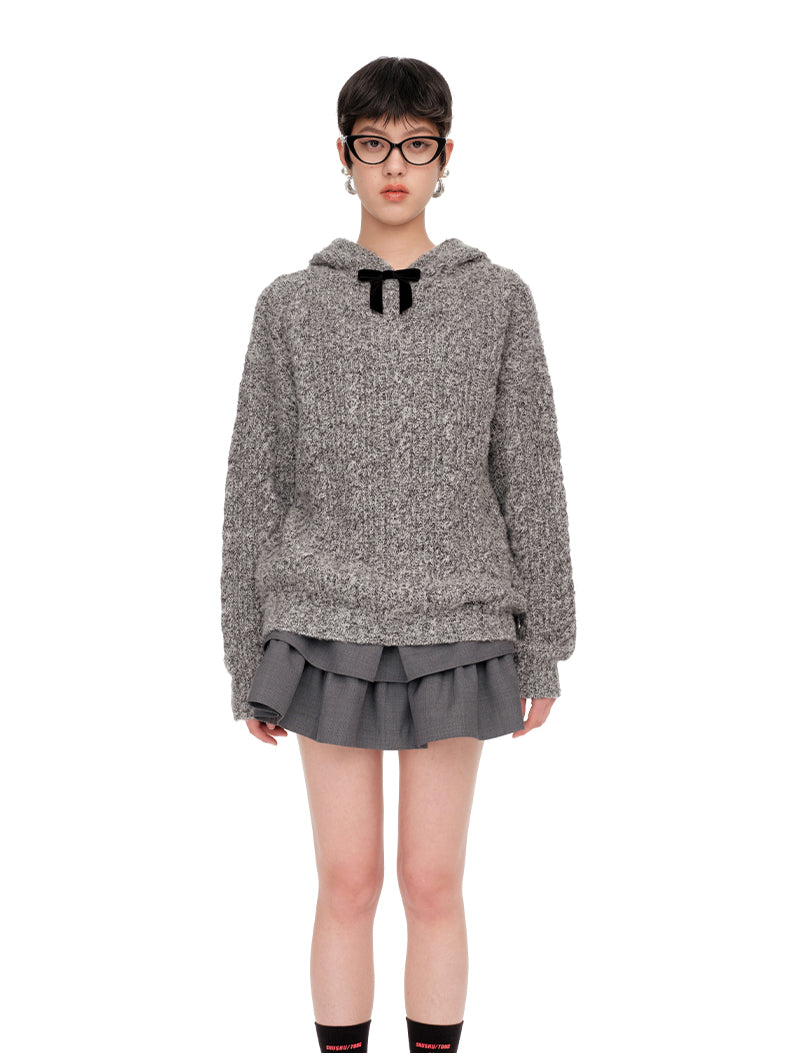 Bow-Tie Hooded Knit Hoodies - CHINASQUAD