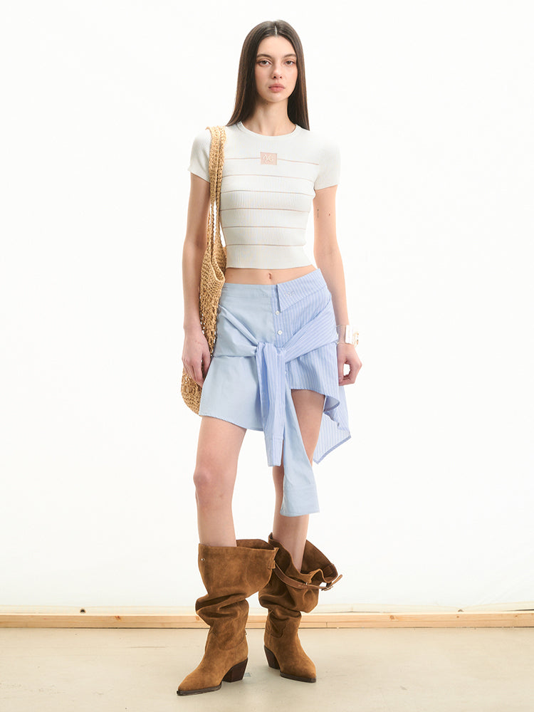 Tie Design Irregular Skirt - CHINASQUAD