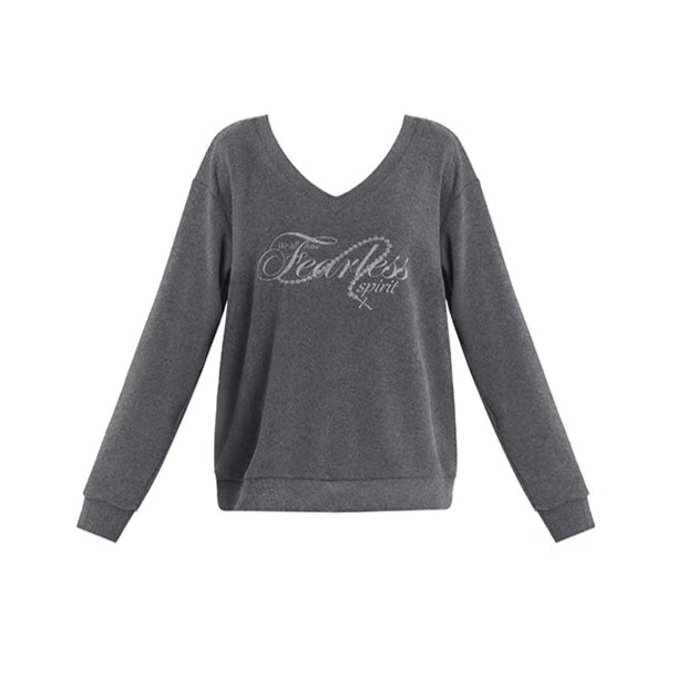 V-Neck Sweatshirt & Flared Pants Set