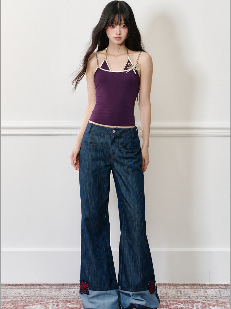 Two-tone Retro Halter Top - CHINASQUAD