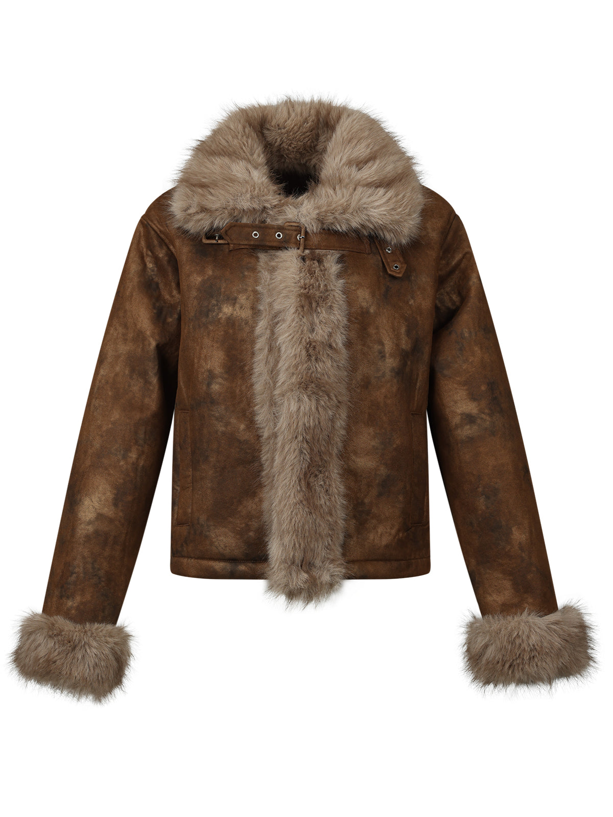 Brown Vintage Shearling Jacket - CHINASQUAD