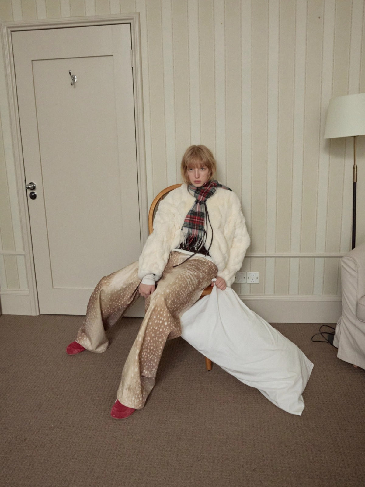 Fur Panel Horn-Buckle Jacket