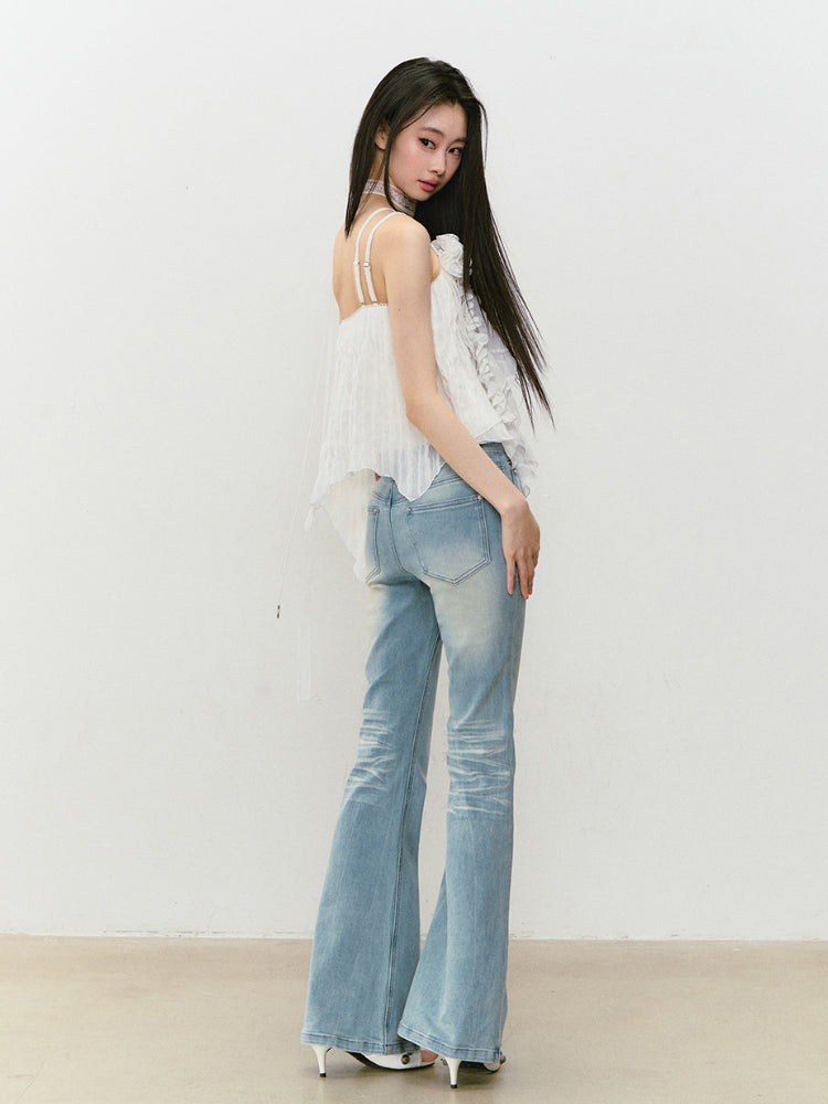 Heavy-Duty Floral Asymmetric Lace Camisole - CHINASQUAD