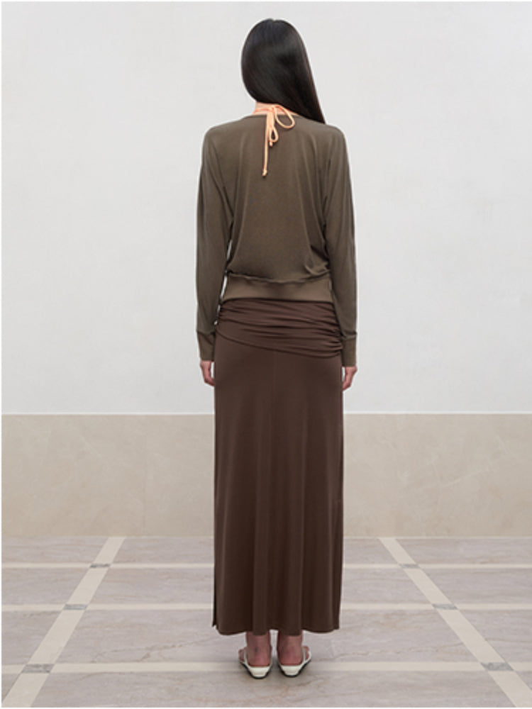 Lyocell-Linen V-Neck Knit Cover-up