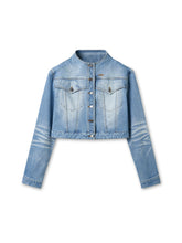 Twill Denim Cat-Whisker Stand-Collar Cropped Jacket - CHINASQUAD