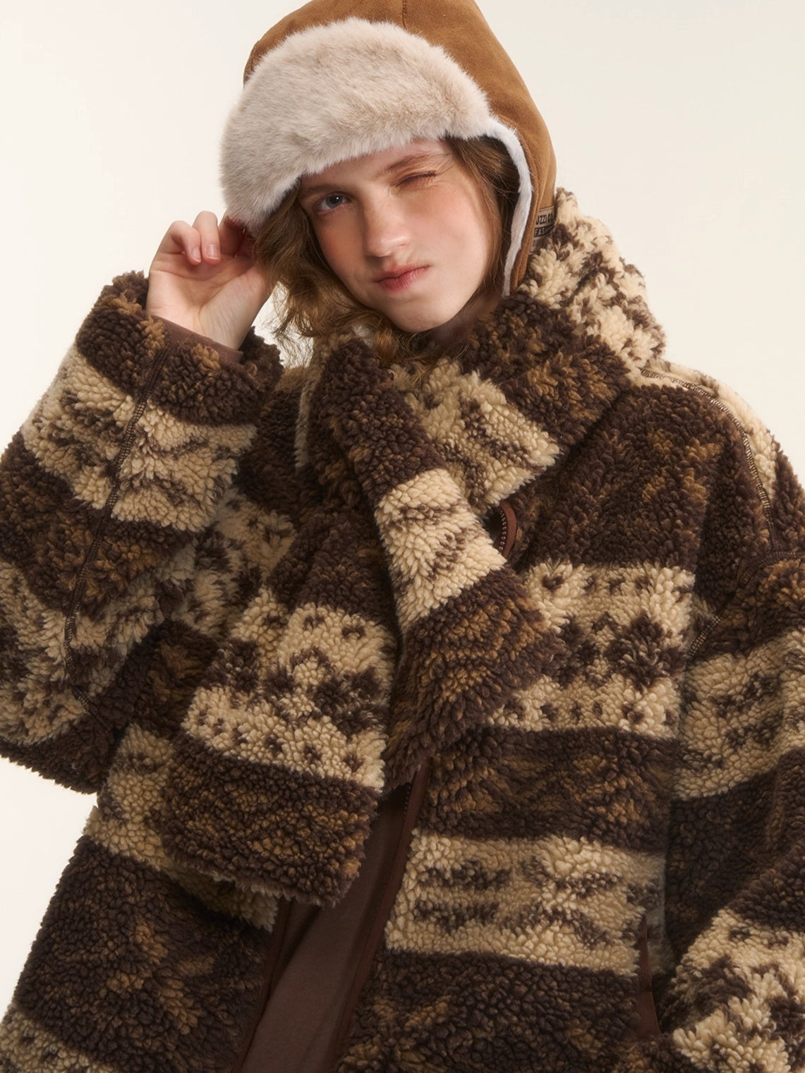 Fleece Stand-Collar Jacket with Scarf