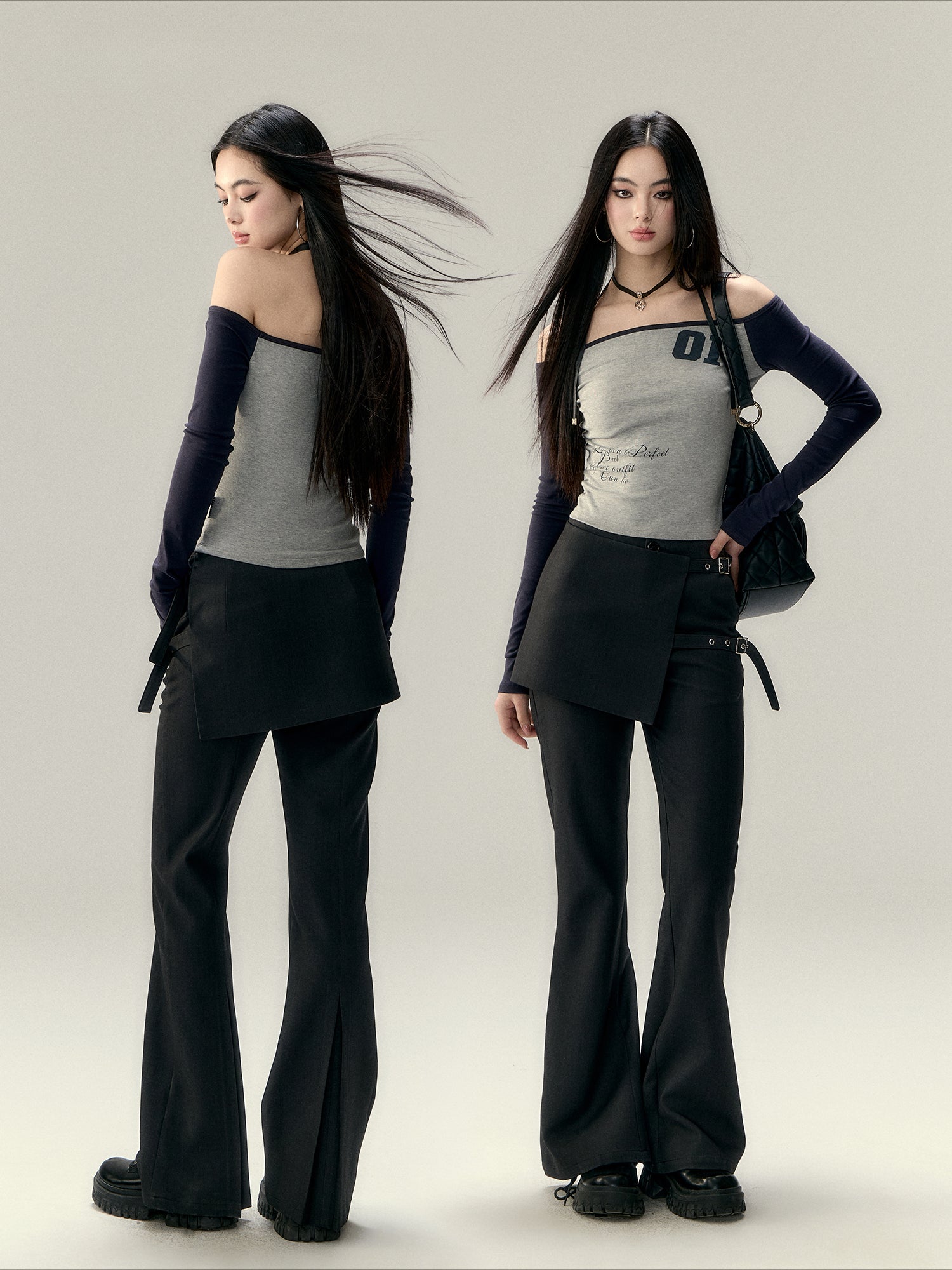 Letter Print Off-Shoulder Slim Fit T-shirt - CHINASQUAD