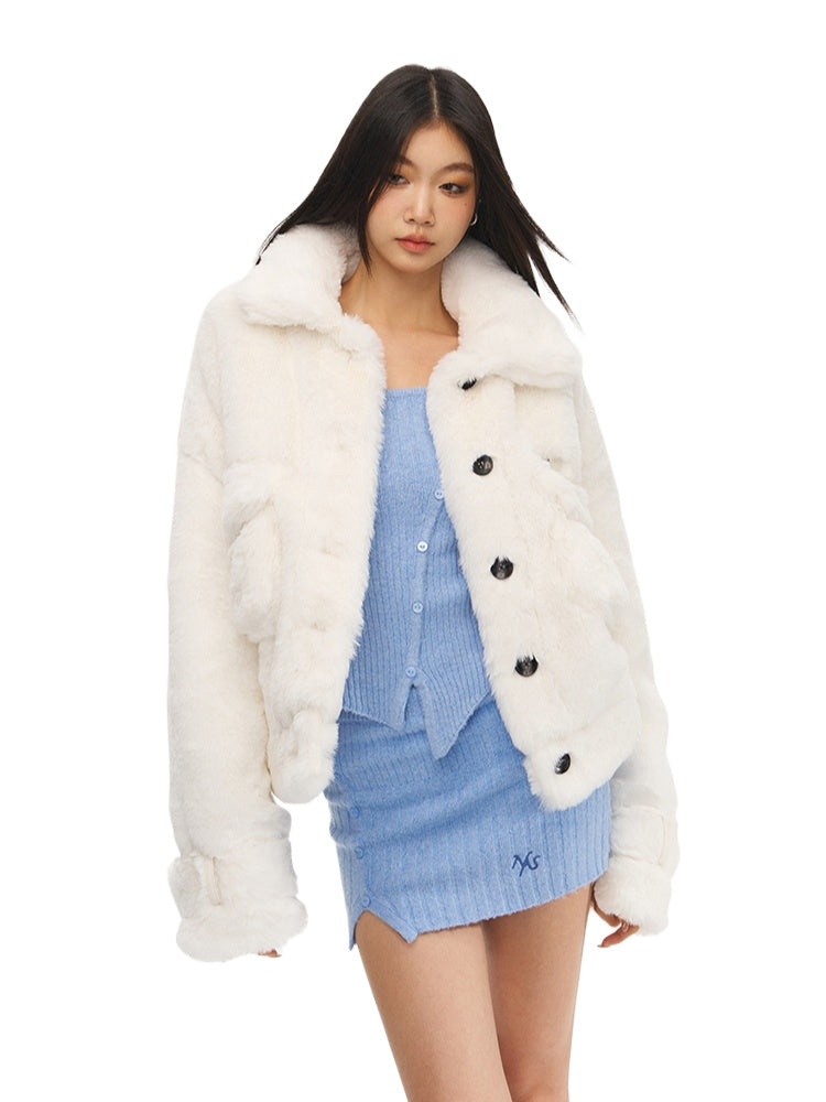 Loose Fit Casual Faux Fur Jacket - CHINASQUAD