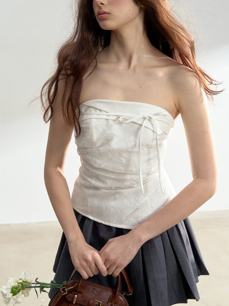 Sleeveless Off-Shoulder Lace Splicing Bustier - CHINASQUAD