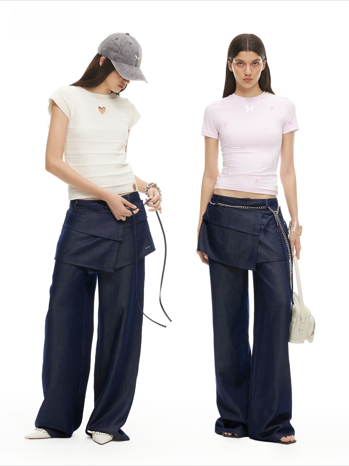 Layered Lyocell Denim Wide-Leg Trousers