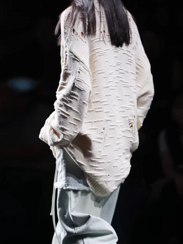 Texture Relaxed-Fit Yarn Knit Sweater