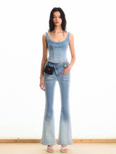 Gradient Mid-waist Washed Flared Pants - CHINASQUAD