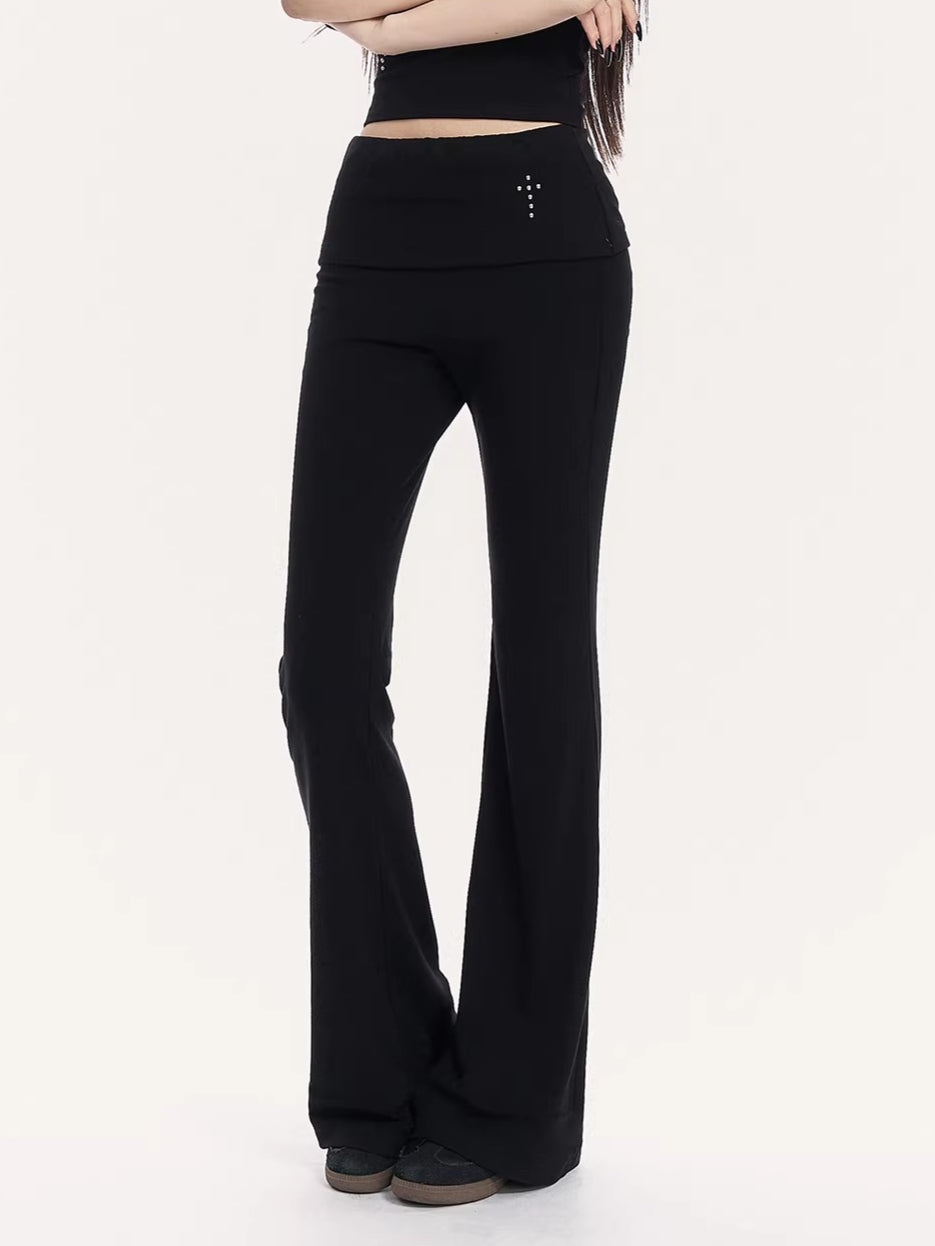Square Neck Cropped Tee & Flare Pants Set