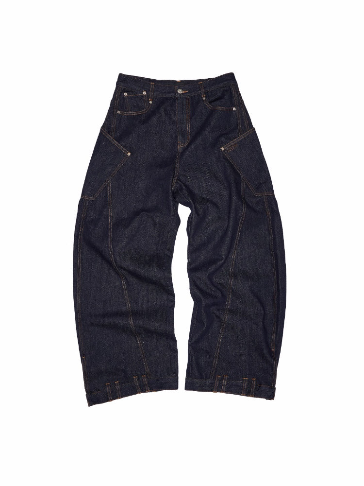 Embroidered Low-waist Loose Wide-leg Pants