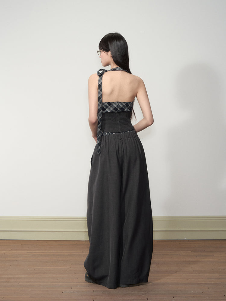 Checkered Halter Top & Pants Set - CHINASQUAD