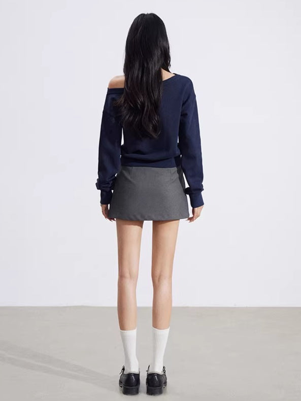 Off-Shoulder Letter-Print Cropped Sweatshirt