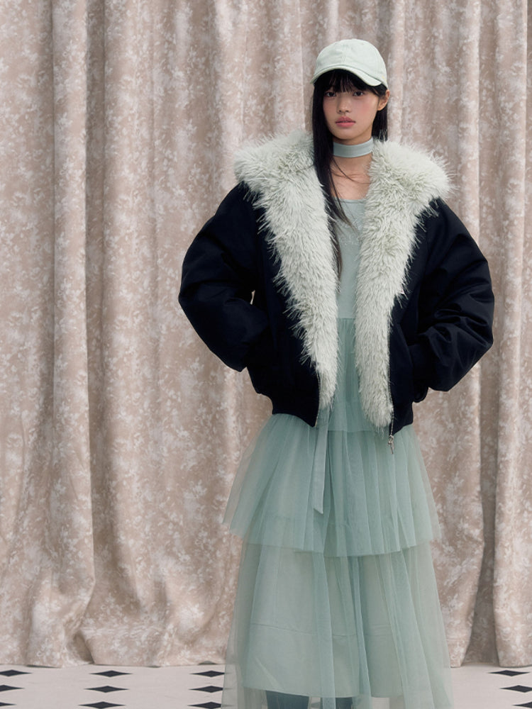 Eco-friendly Fur Splicing One-piece Coat - CHINASQUAD