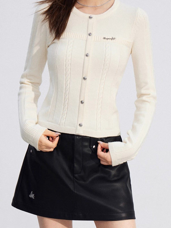 Dual-Layer Cable-Knit Long-Sleeve Turtleneck