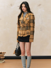 Yellow Plaid Fitted Shoulder-Pad Jacket - CHINASQUAD