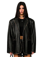 Compass Wild Distressed Leather Blazer - CHINASQUAD