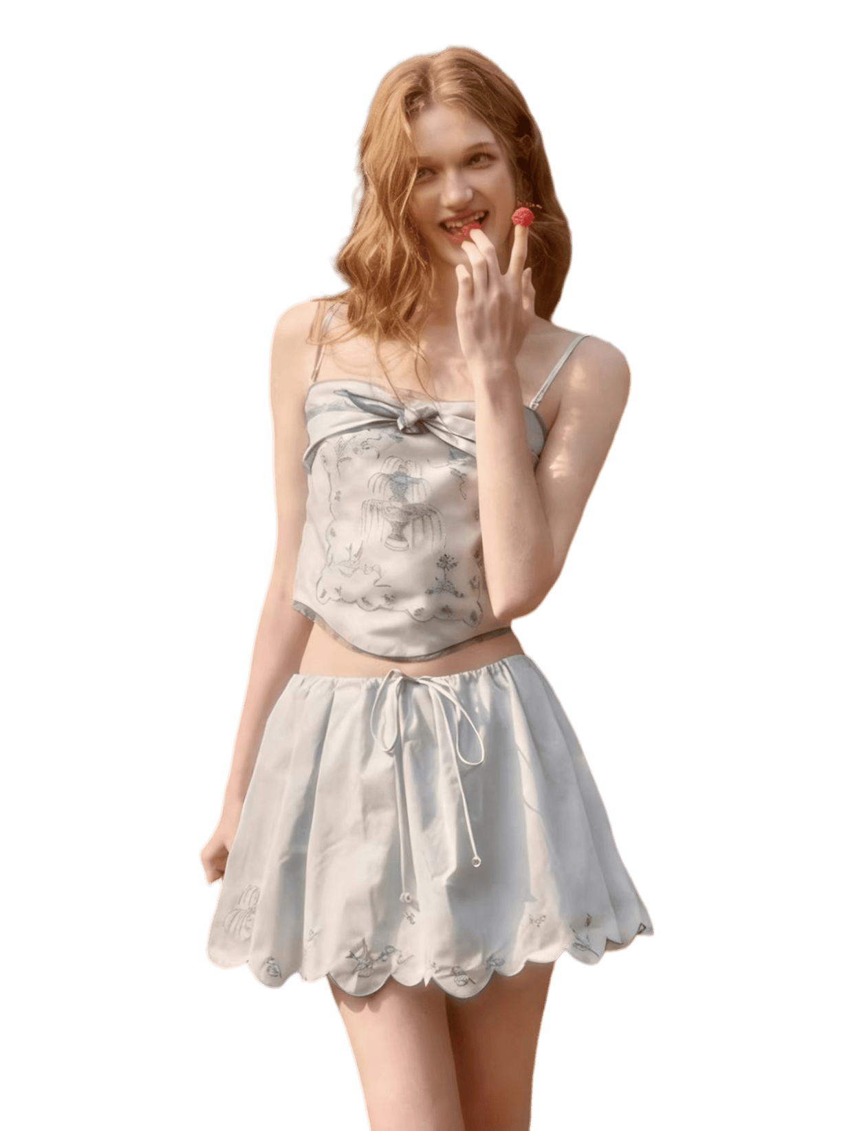 Fountain Embroidered Two-Piece Set