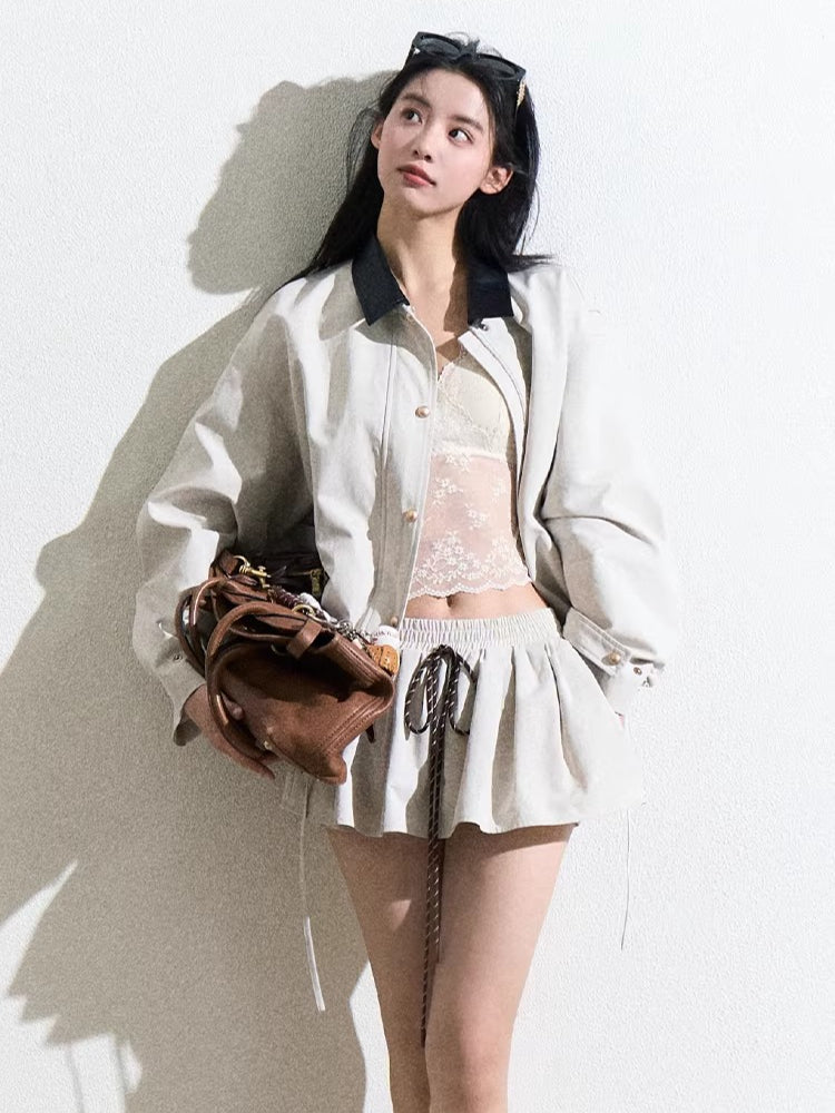 Vintage Intellectual-Style Relaxed Short Jacket