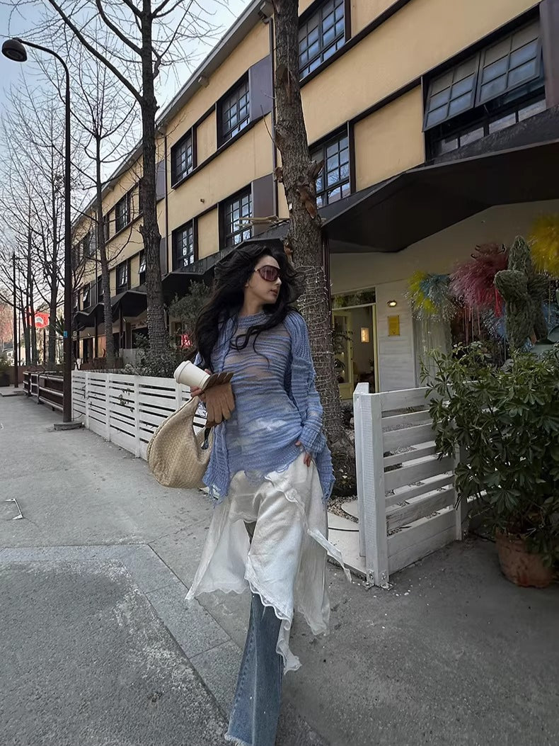 Paint-Splatter Flared Denim Pants