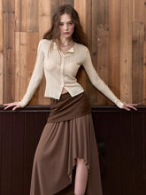 Button-Down Waist-Cinched Lyocell Knit Cardigan - CHINASQUAD