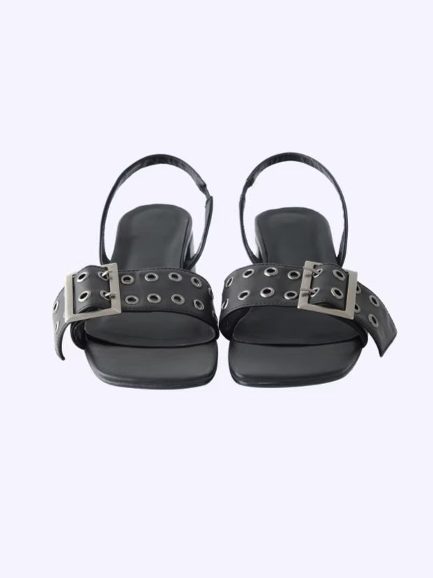 One-Line Square-Toe PU Sandals