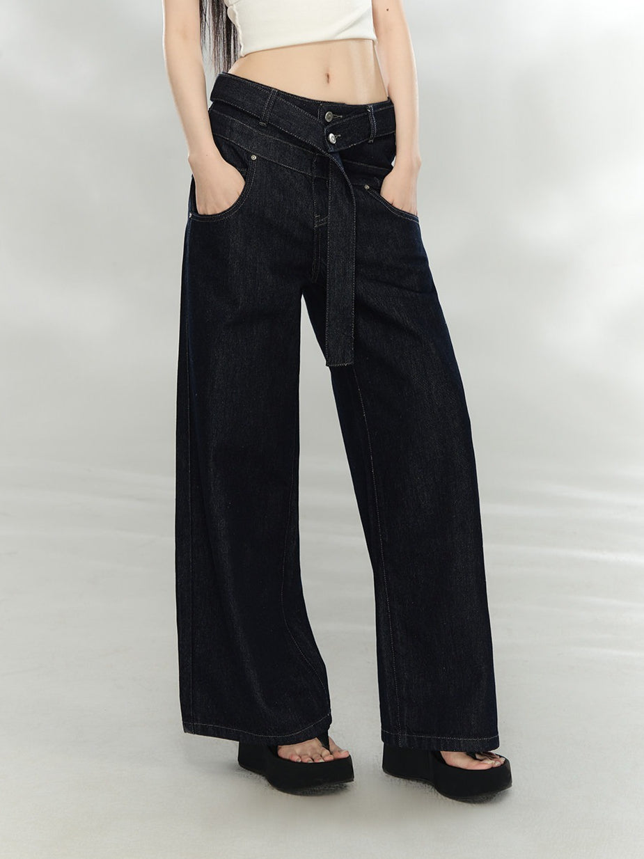 Vintage Raw Denim Straight-Leg Jeans