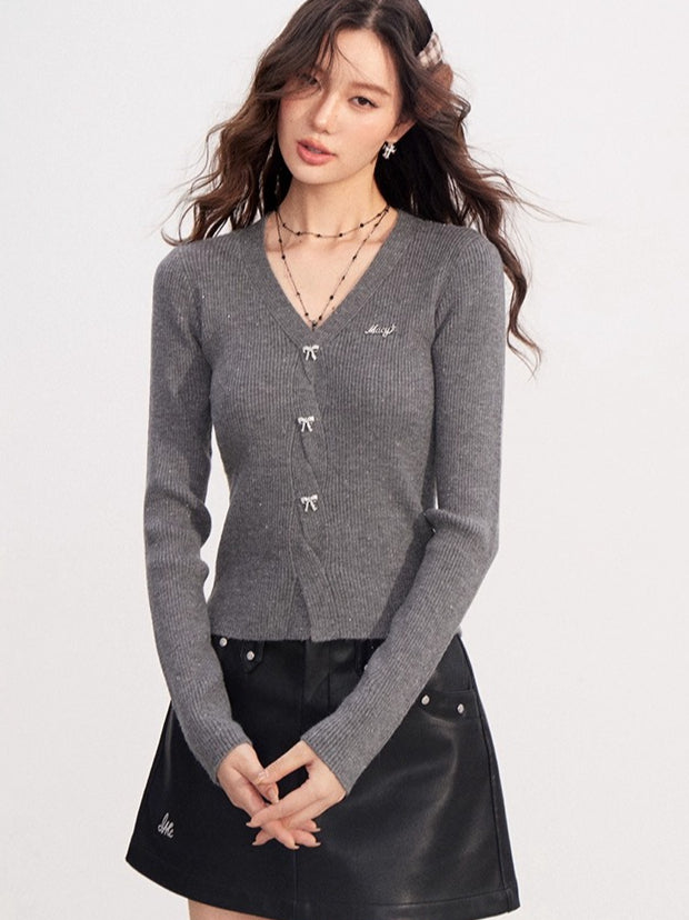 Shimmer Soft-Touch Knit V-Neck
