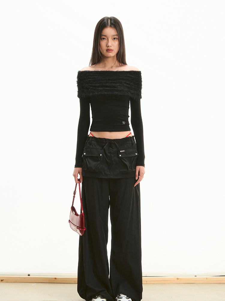 Lace-Trim Off-Shoulder T-shirt - CHINASQUAD