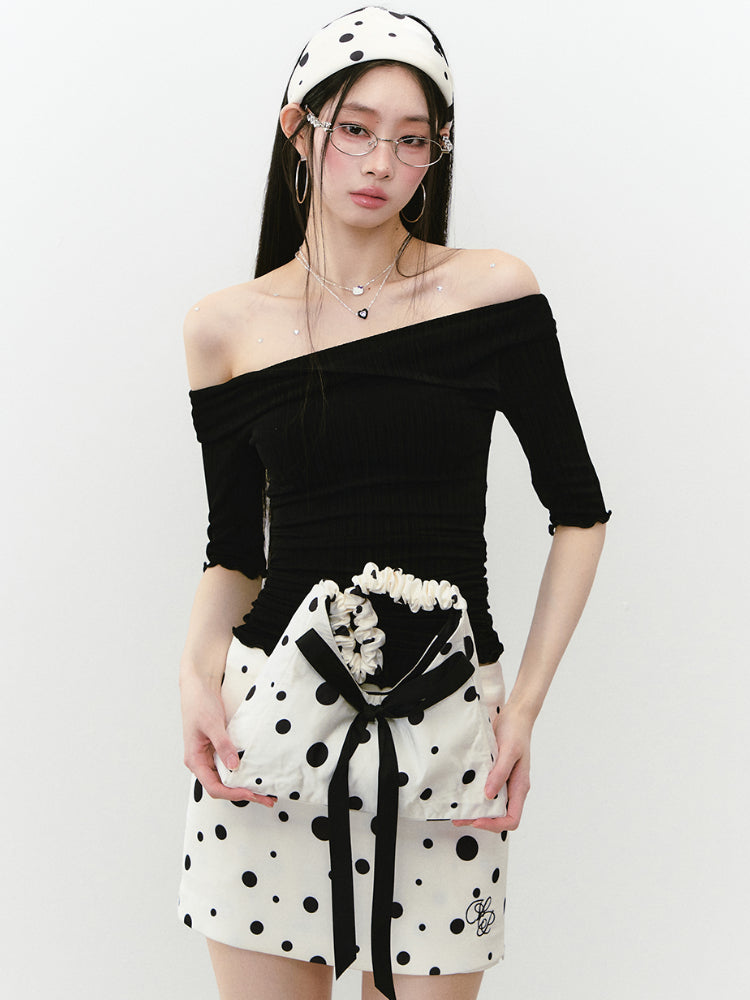 One-Shoulder Acetate Mid-Sleeve T-shirt - CHINASQUAD