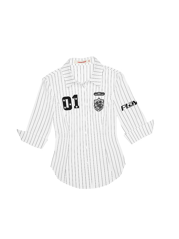 Black & White Striped Retro Shirt - CHINASQUAD