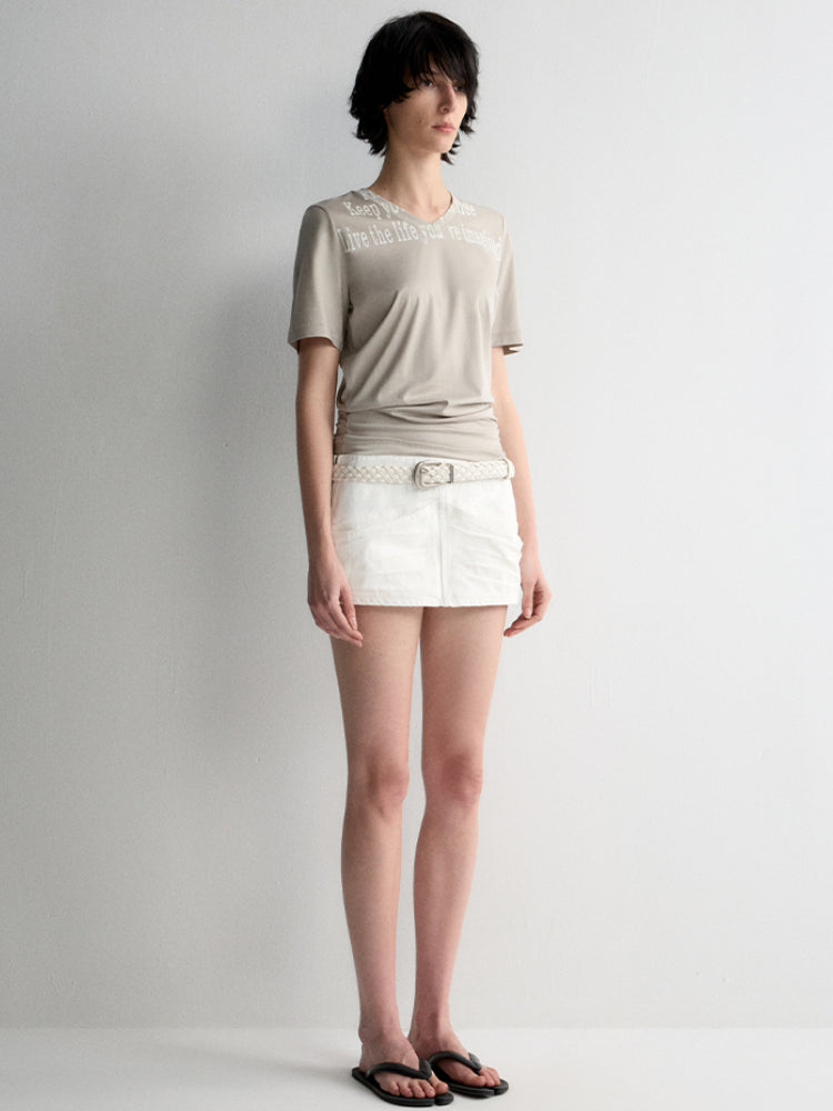 White Denim Straight Skirt - CHINASQUAD