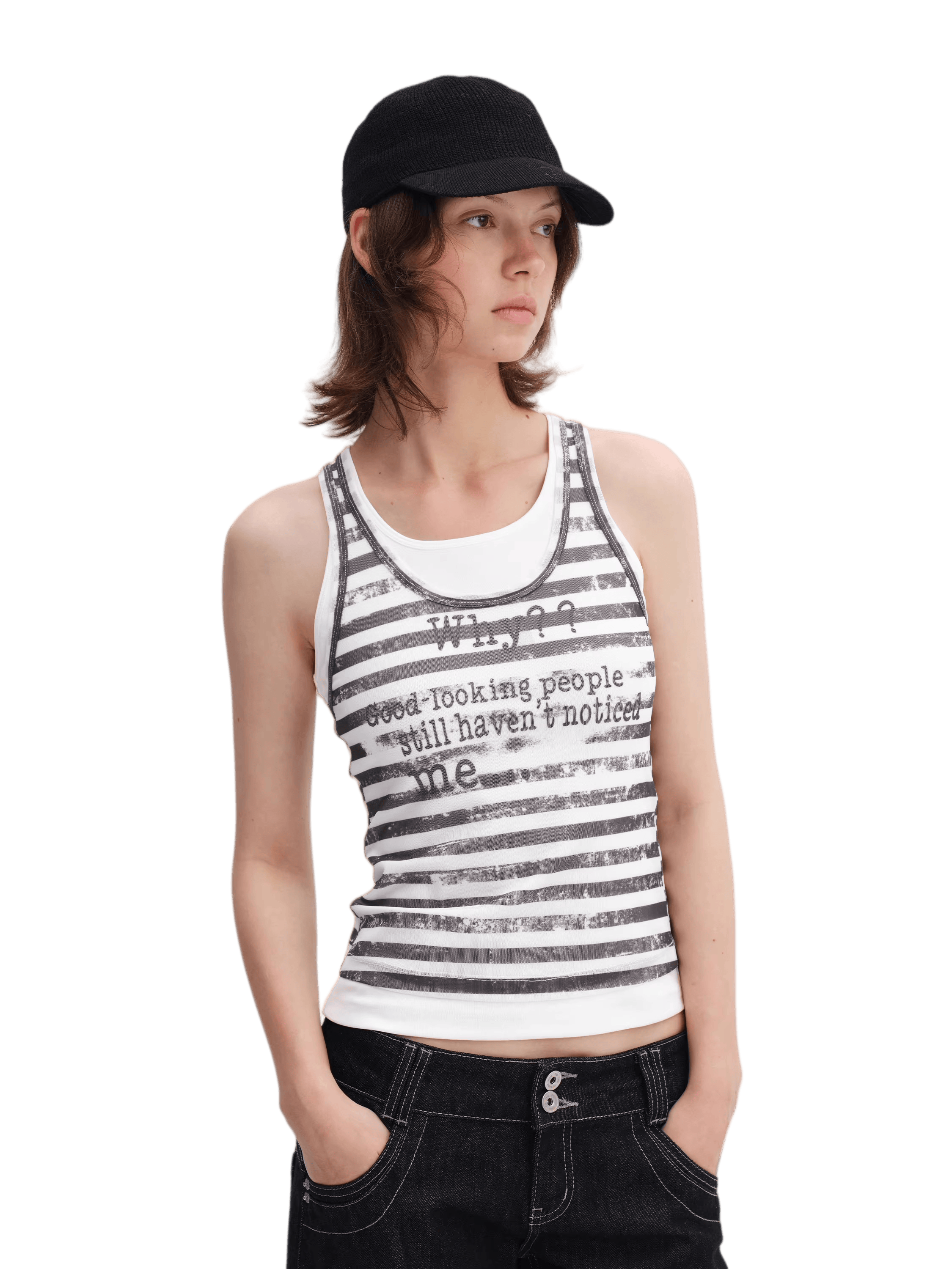 Layered Stripe Logo Tank Top