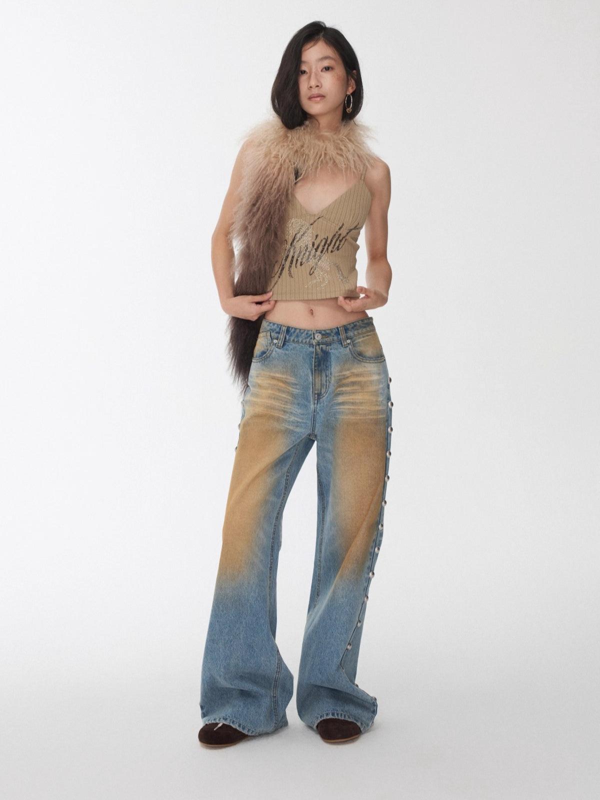 Riveted Vintage Washed Straight-Leg Jeans - CHINASQUAD