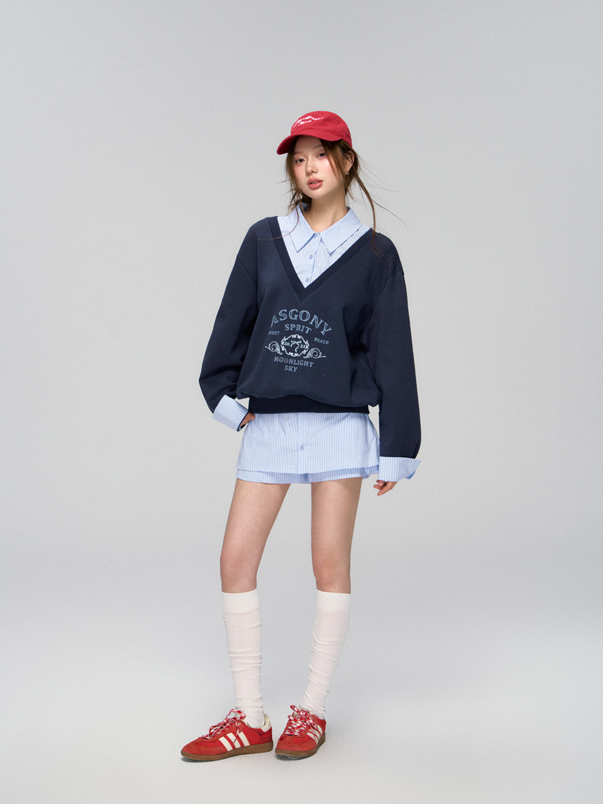 Yellow & Navy Collegiate Butterfly Sweatshirt & Skirt Set - CHINASQUAD