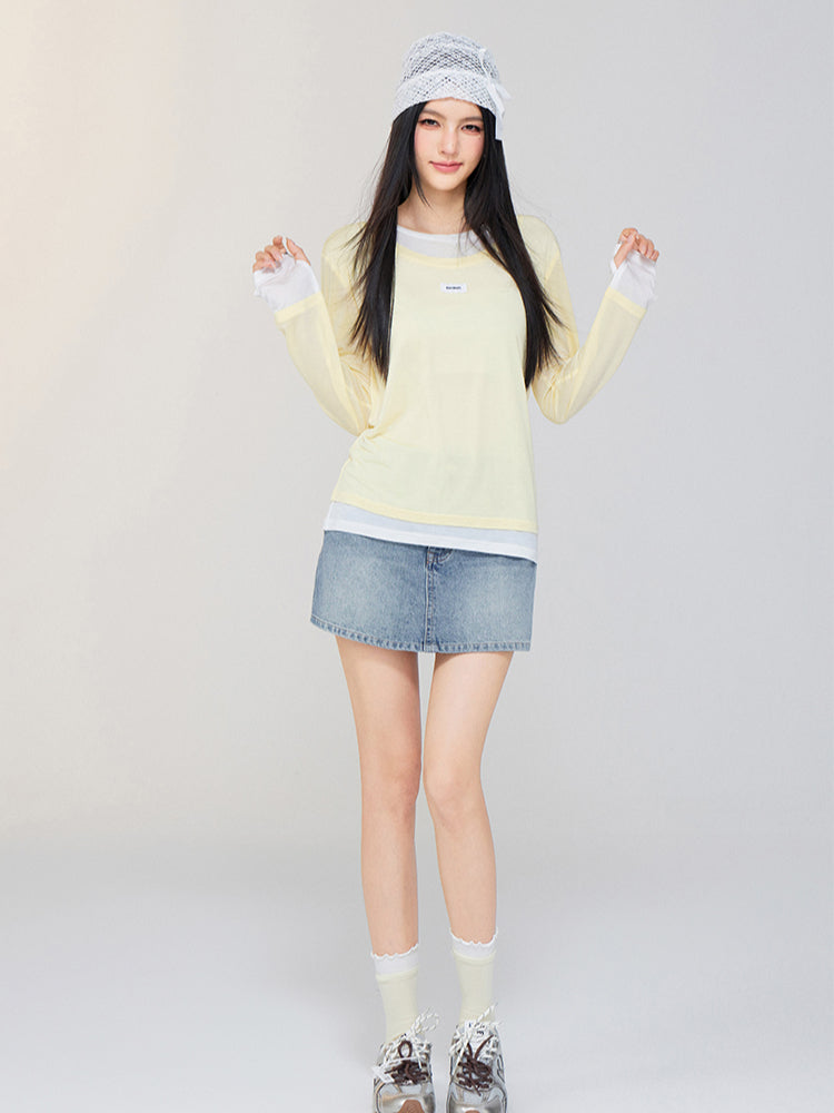 Faux Two-Piece Tencel Sunscreen T-shirt - CHINASQUAD