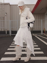 Wool Lace Patchwork Asymmetrical Skirt - CHINASQUAD