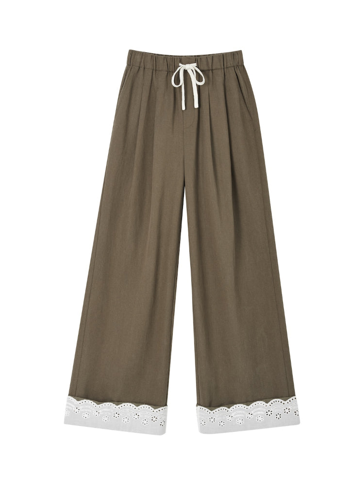 Lace Trim Patchwork Trousers - CHINASQUAD