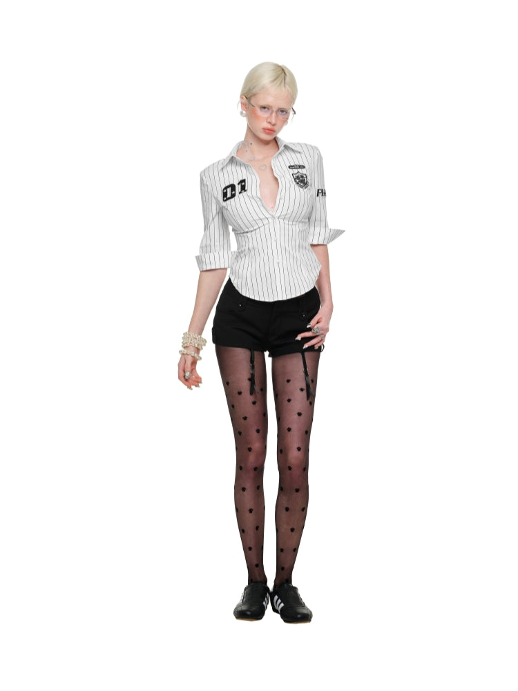 Black & White Striped Retro Shirt - CHINASQUAD
