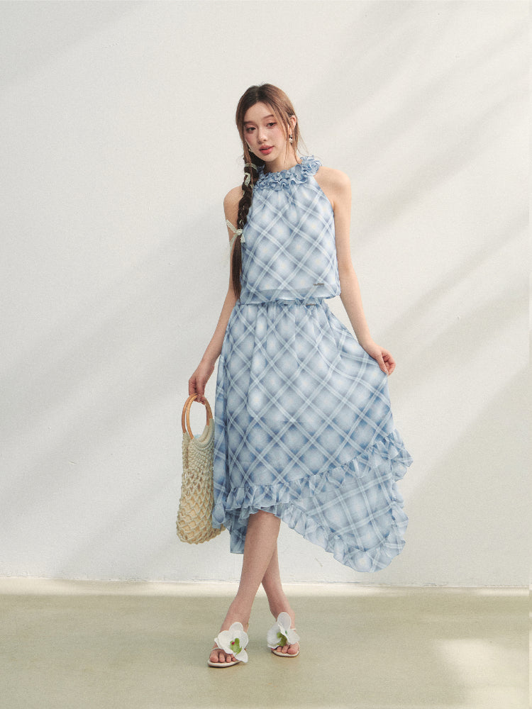 Irregular Ruffle  Top & Midi Skirt Set - CHINASQUAD