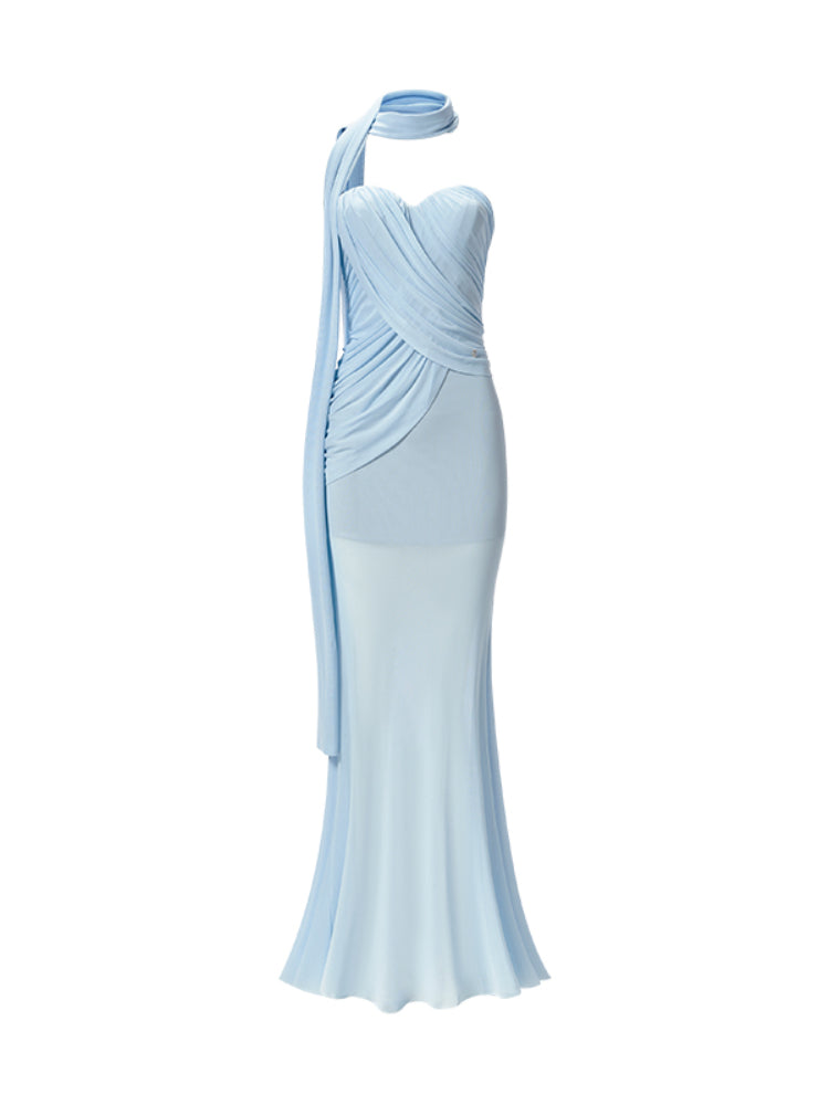 Ruched Design Asymmetrical Mermaid Dress - CHINASQUAD