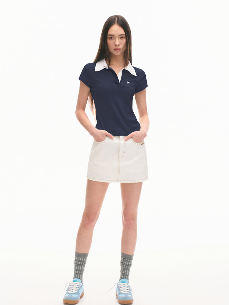 Black and White Striped Slim Fit Shoulder T-shirt - CHINASQUAD