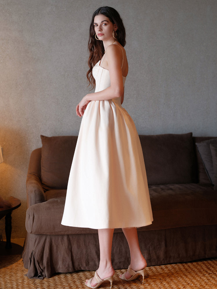 Satin Bow Detail Midi Dress - CHINASQUAD