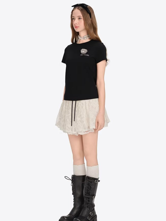 Bear Motif Fitted Cotton Tee